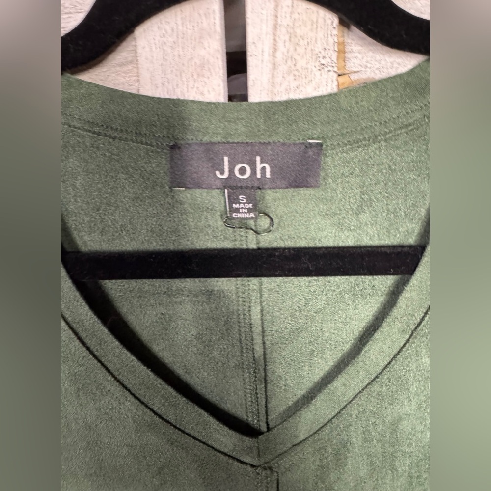 Joh Green V-Neck Faux Suede Dress. Small Great Condition Classic Forest Green - Picture 11 of 13